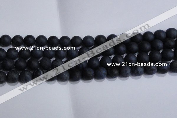 CDU205 15.5 inches 14mm round matte blue dumortierite beads