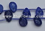 CDU219 Top drilled 8*12mm faceted flat teardrop blue dumortierite beads