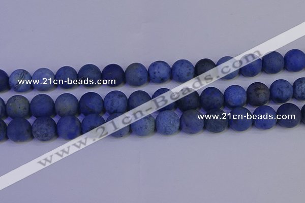 CDU305 15.5 inches 14mm round matte blue dumortierite beads