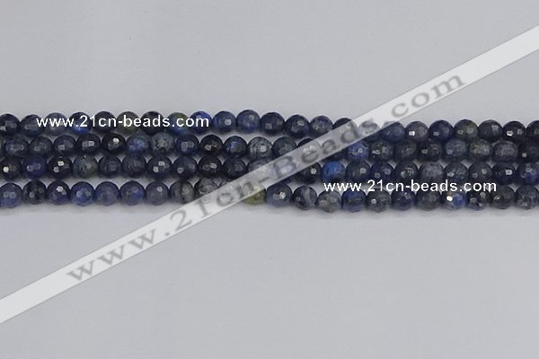 CDU316 15.5 inches 6mm faceted round blue dumortierite beads