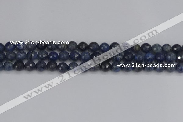 CDU317 15.5 inches 8mm faceted round blue dumortierite beads