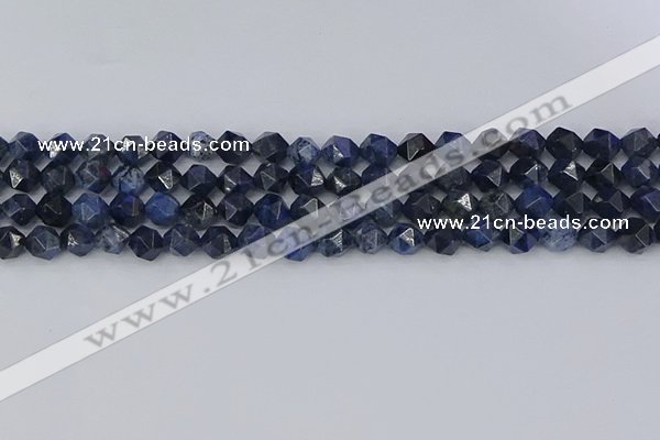 CDU330 15.5 inches 6mm faceted nuggets blue dumortierite beads