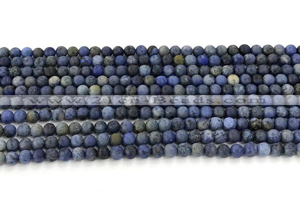 CDU390 15 inches 4mm round matte dumortierite beads
