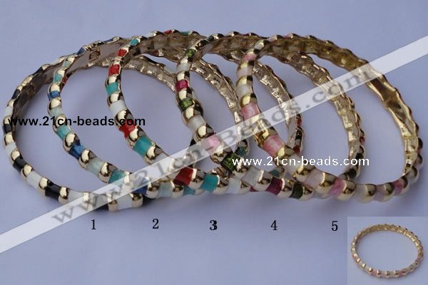 CEB02 5pcs 7mm width gold plated alloy with enamel bangles wholesale