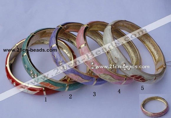 CEB15 5pcs 10mm width gold plated alloy with rhinestone & enamel bangles