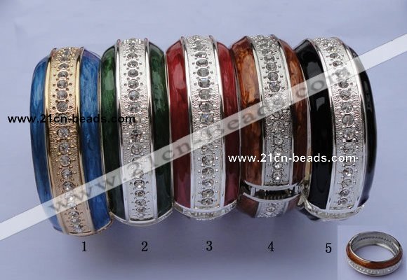 CEB17 5pcs 24.5mm width silver plated alloy with rhinestone & enamel bangle