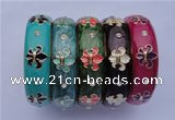 CEB19 5pcs 18mm width gold plated alloy with rhinestone & enamel bangles