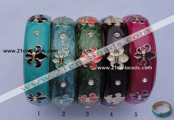 CEB19 5pcs 18mm width gold plated alloy with rhinestone & enamel bangles