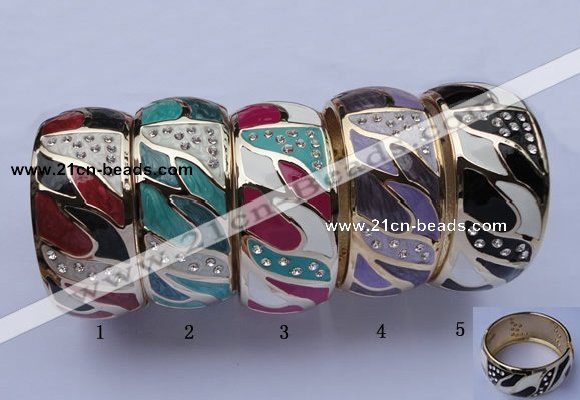 CEB20 5pcs 31mm width gold plated alloy with rhinestone & enamel bangles