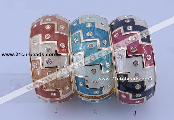 CEB25 5pcs 33mm width gold plated alloy with rhinestone & enamel bangles