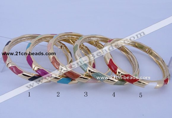 CEB28 5pcs 7mm width gold plated alloy with enamel bangles