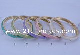 CEB29 5pcs 7mm width gold plated alloy with enamel bangles