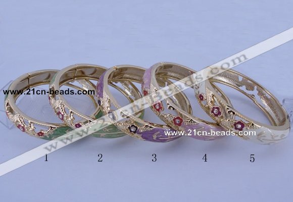 CEB38 5pcs 14mm width gold plated alloy with enamel rhinestone & bangles