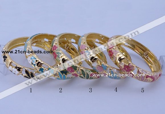 CEB39 5pcs 14mm width gold plated alloy with enamel bangles