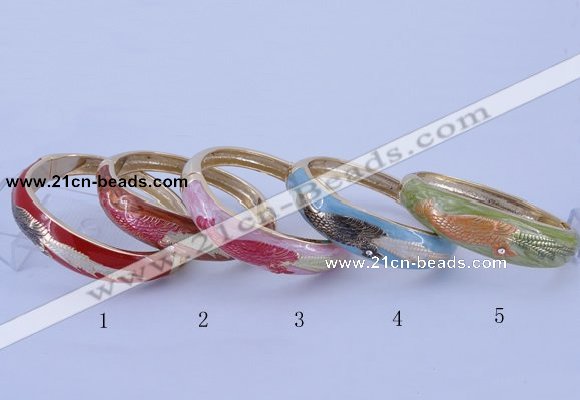 CEB42 5pcs 17mm width gold plated alloy with enamel rhinestone & bangles