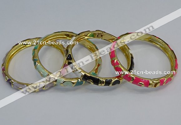 CEB51 7mm width gold plated alloy with enamel bangles wholesale