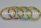 CEB54 7mm width gold plated alloy with enamel bangles wholesale