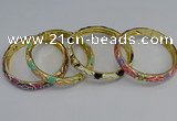 CEB55 7mm width gold plated alloy with enamel bangles wholesale