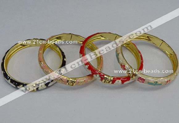 CEB56 7mm width gold plated alloy with enamel bangles wholesale