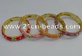 CEB58 9mm width gold plated alloy with enamel bangles wholesale