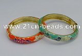 CEB64 9mm width gold plated alloy with enamel bangles wholesale