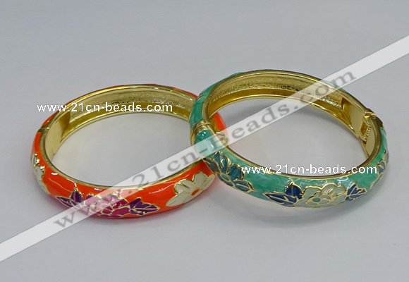 CEB64 9mm width gold plated alloy with enamel bangles wholesale