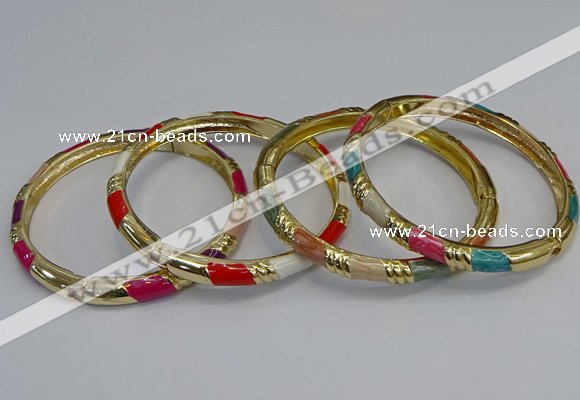 CEB73 6mm width gold plated alloy with enamel bangles wholesale