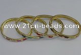 CEB83 7mm width gold plated alloy with enamel bangles wholesale