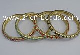 CEB85 7mm width gold plated alloy with enamel bangles wholesale