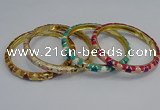 CEB86 7mm width gold plated alloy with enamel bangles wholesale