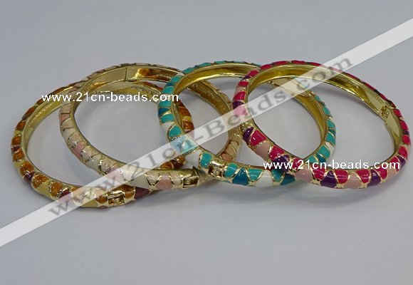 CEB86 7mm width gold plated alloy with enamel bangles wholesale