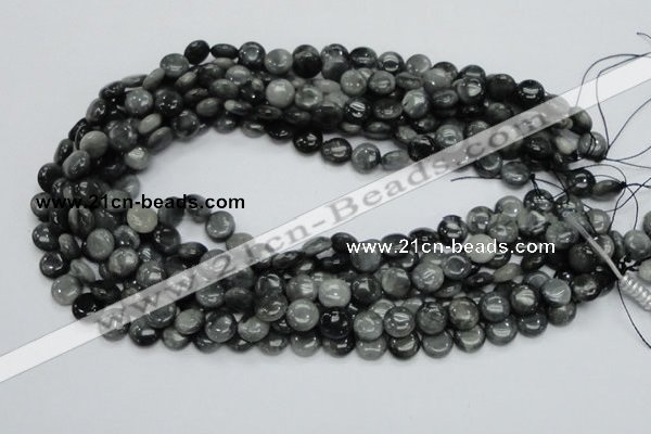 CEE11 15.5 inches 10mm flat round eagle eye jasper beads wholesale