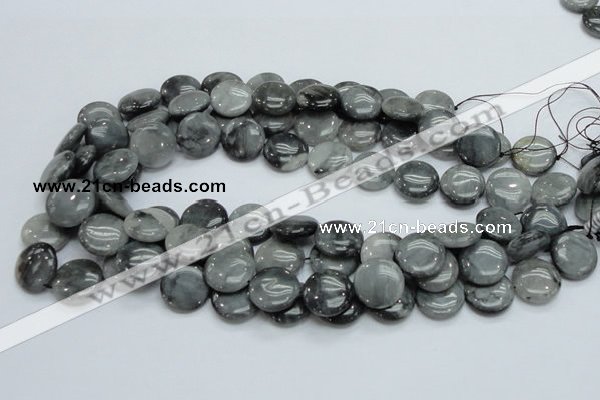 CEE14 15.5 inches 18mm flat round eagle eye jasper beads wholesale