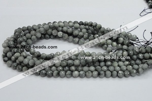 CEE20 15.5 inches 8mm faceted round eagle eye jasper beads wholesale