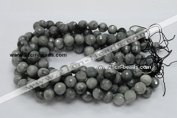 CEE23 15.5 inches 14mm faceted round eagle eye jasper beads wholesale