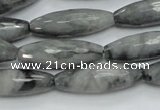 CEE31 15.5 inches 10*30mm faceted rice eagle eye jasper beads