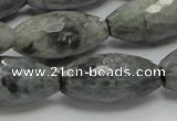 CEE32 15.5 inches 15*30mm faceted rice eagle eye jasper beads