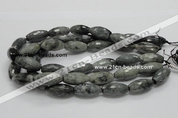 CEE32 15.5 inches 15*30mm faceted rice eagle eye jasper beads