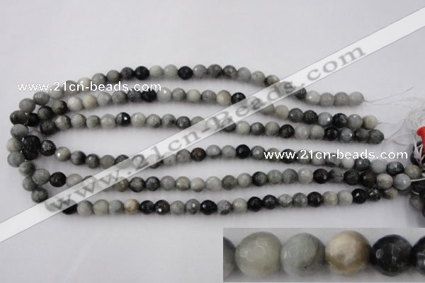 CEE352 15.5 inches 8mm faceted round eagle eye jasper beads