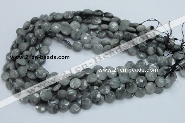 CEE37 15.5 inches 12mm faceted coin eagle eye jasper beads wholesale