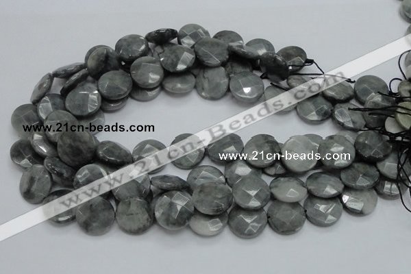 CEE38 15.5 inches 20mm faceted coin eagle eye jasper beads wholesale