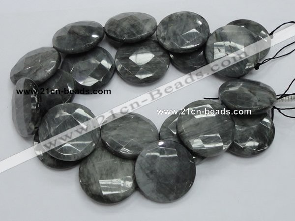 CEE41 15.5 inches 40mm faceted coin eagle eye jasper beads wholesale