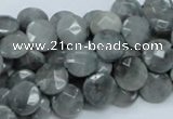 CEE56 15.5 inches 8mm faceted coin eagle eye jasper beads