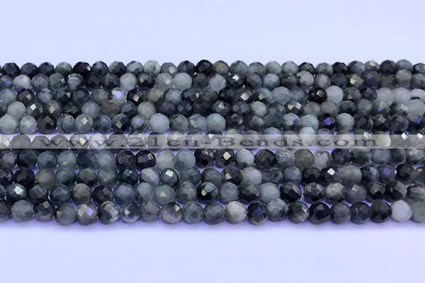 CEE562 15 inches 4mm faceted round eagle eye jasper beads