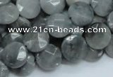 CEE58 15.5 inches 14mm faceted coin eagle eye jasper beads