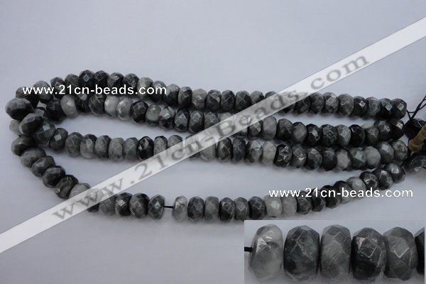 CEE69 15.5 inches 8*12mm faceted rondelle eagle eye jasper beads