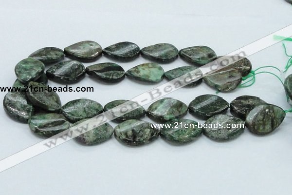 CEM29 15.5 inches 22*30mm twisted teardrop emerald gemstone beads