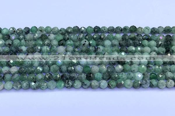 CEM78 15 inches 4mm faceted round emerald beads