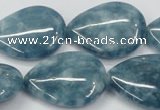 CEQ108 15.5 inches 22*30mm flat teardrop blue sponge quartz beads