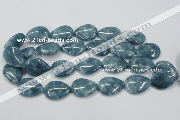 CEQ108 15.5 inches 22*30mm flat teardrop blue sponge quartz beads